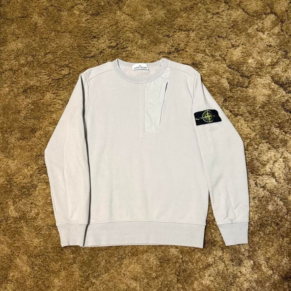 Stone Island Chest Pocket Crewneck Sweatshirt Grey Small